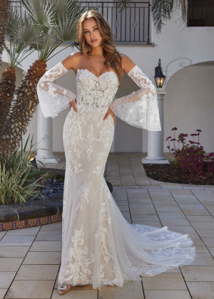 Beaded Lace Tulle Bohemian Wedding Dress With Detachable Sleeves Straps Beaded Lace Tulle Bohemian Wedding Dress With Detachable Sleeves Straps